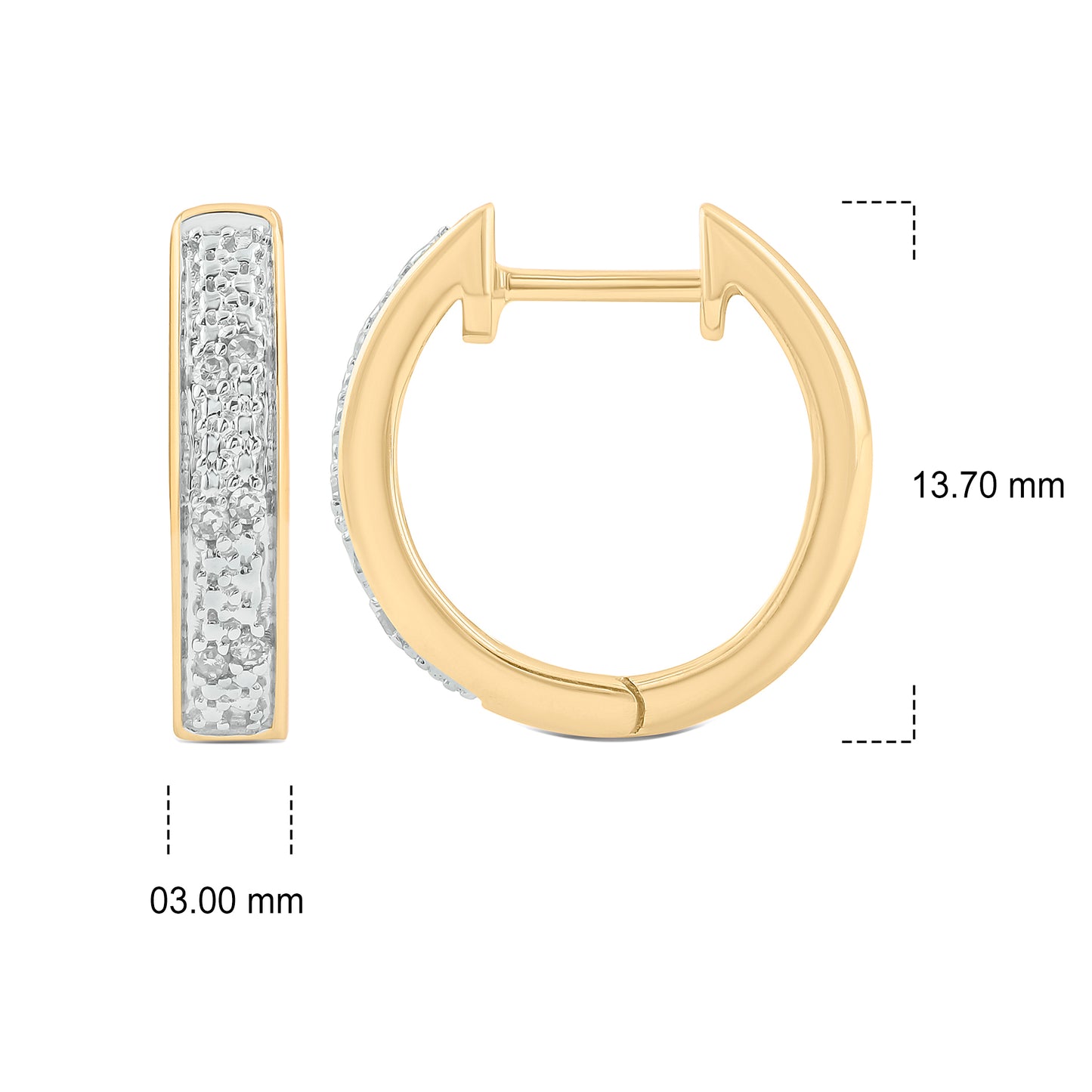 Classic Hoop Huggie Diamond Earrings in 925 Sterling Silver