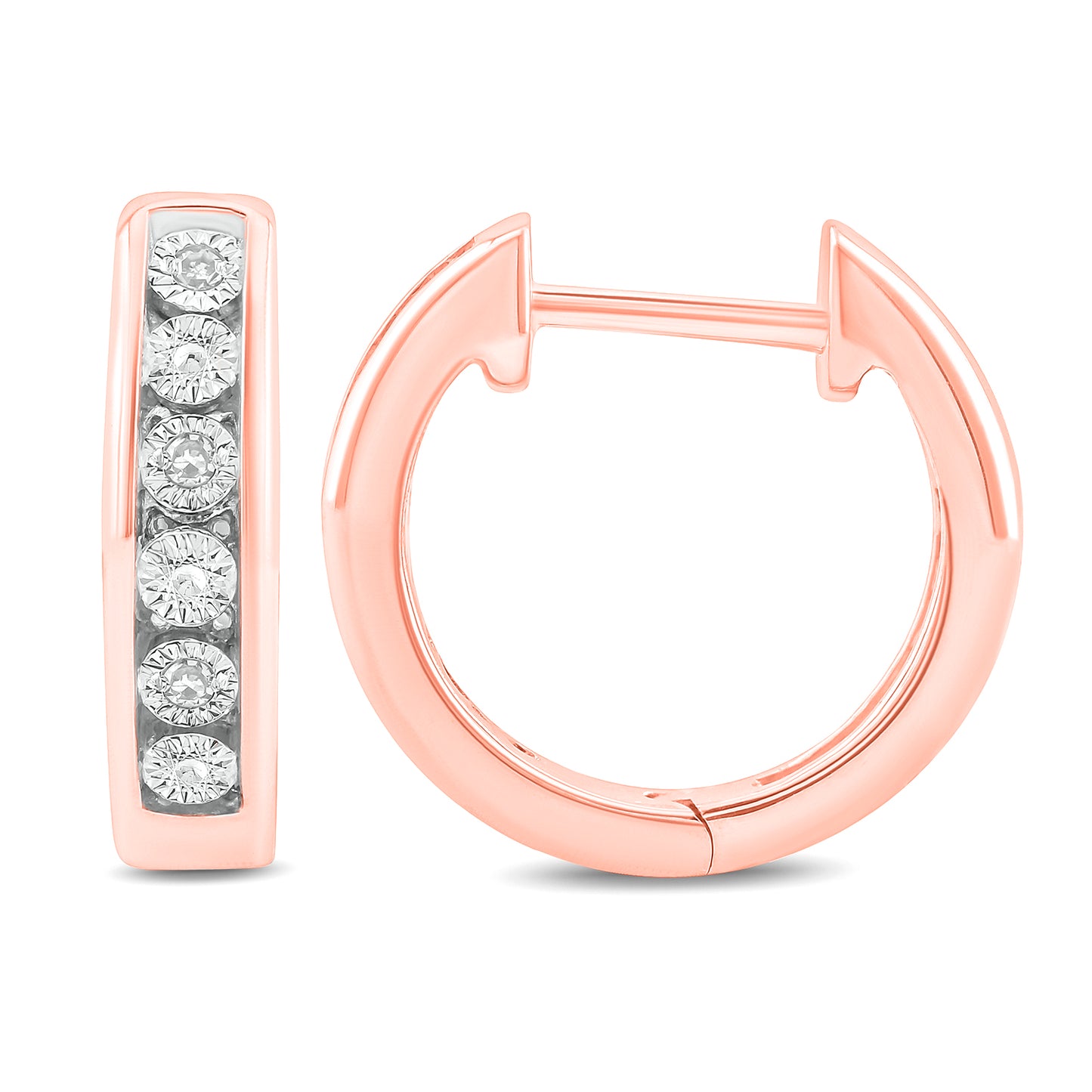 14K Gold Vermeil Classic Diamond Hoop Huggie Earrings