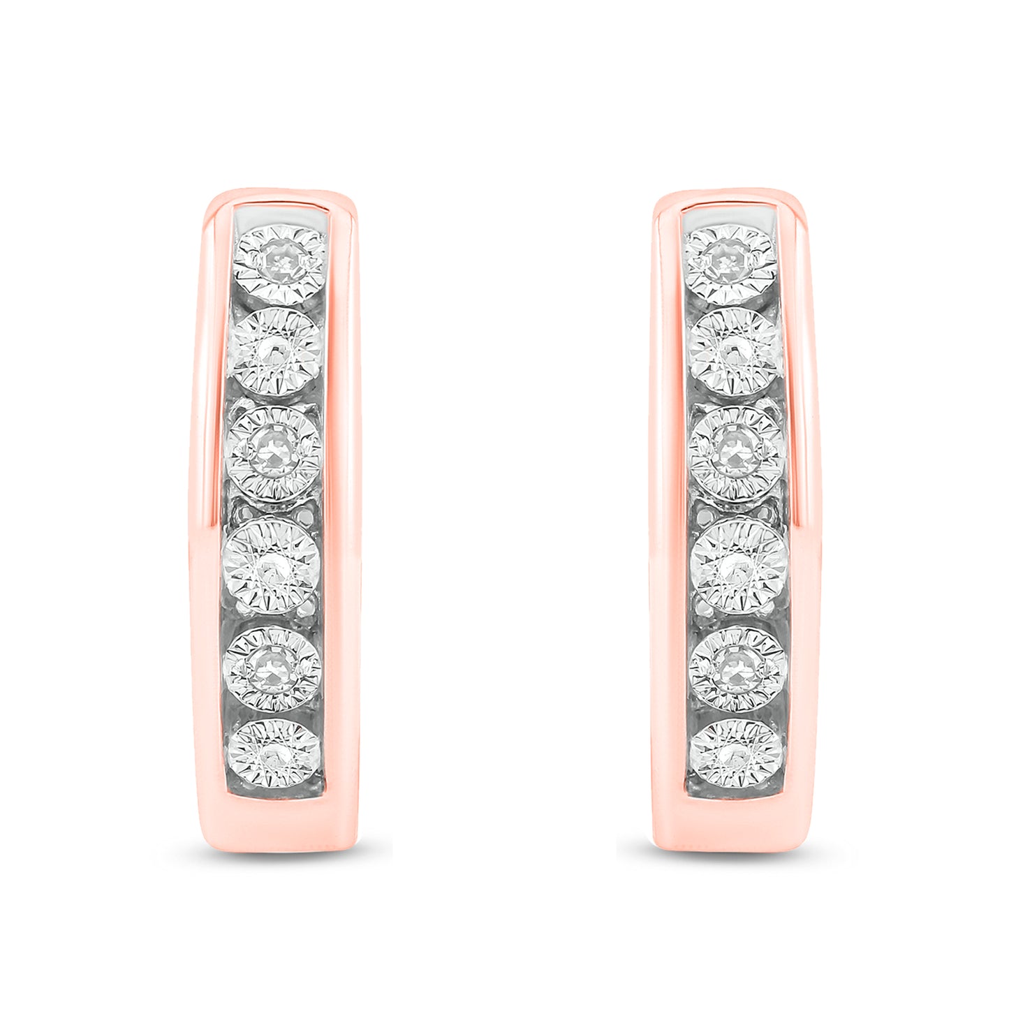 14K Gold Vermeil Classic Diamond Hoop Huggie Earrings