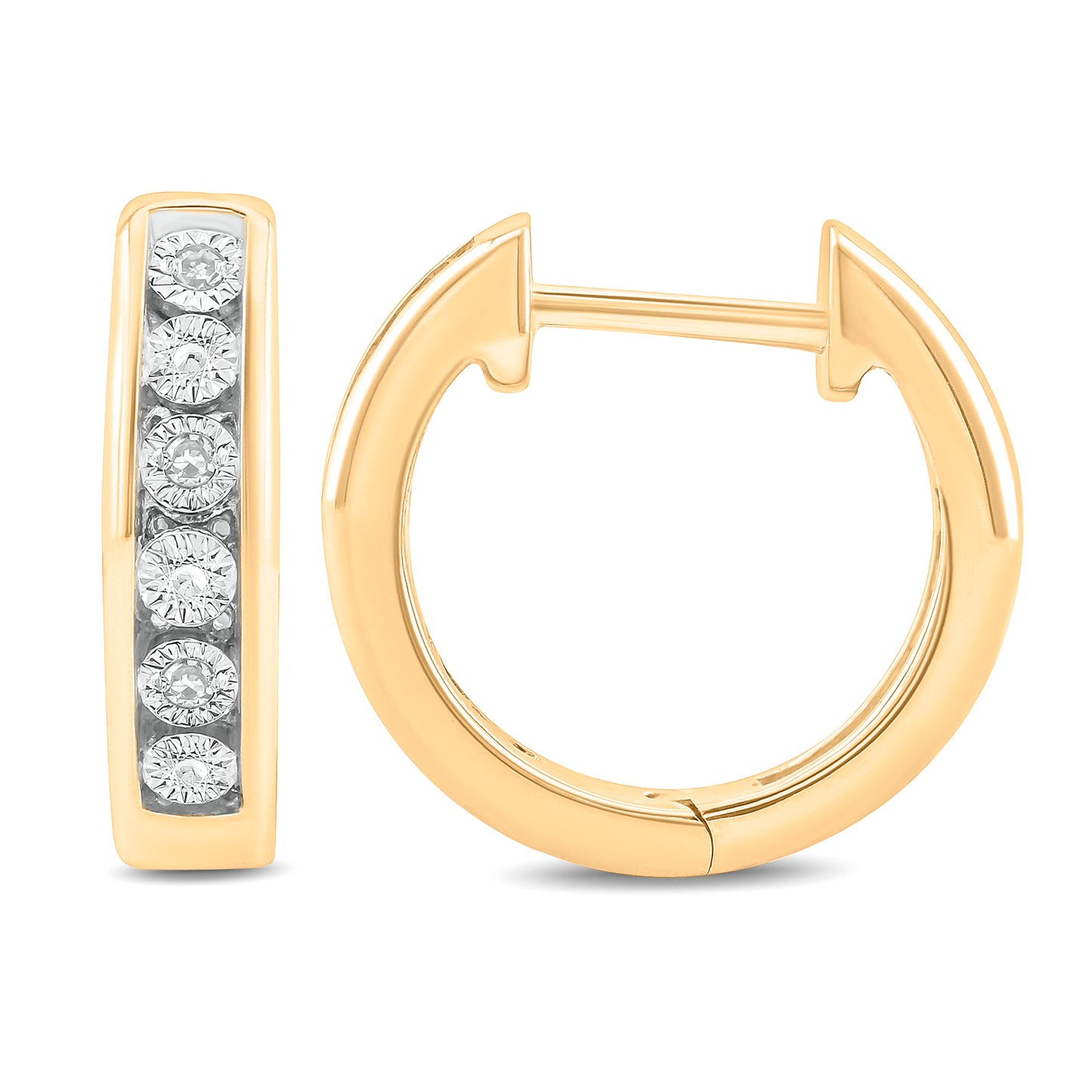 14K Gold Vermeil Classic Diamond Hoop Huggie Earrings