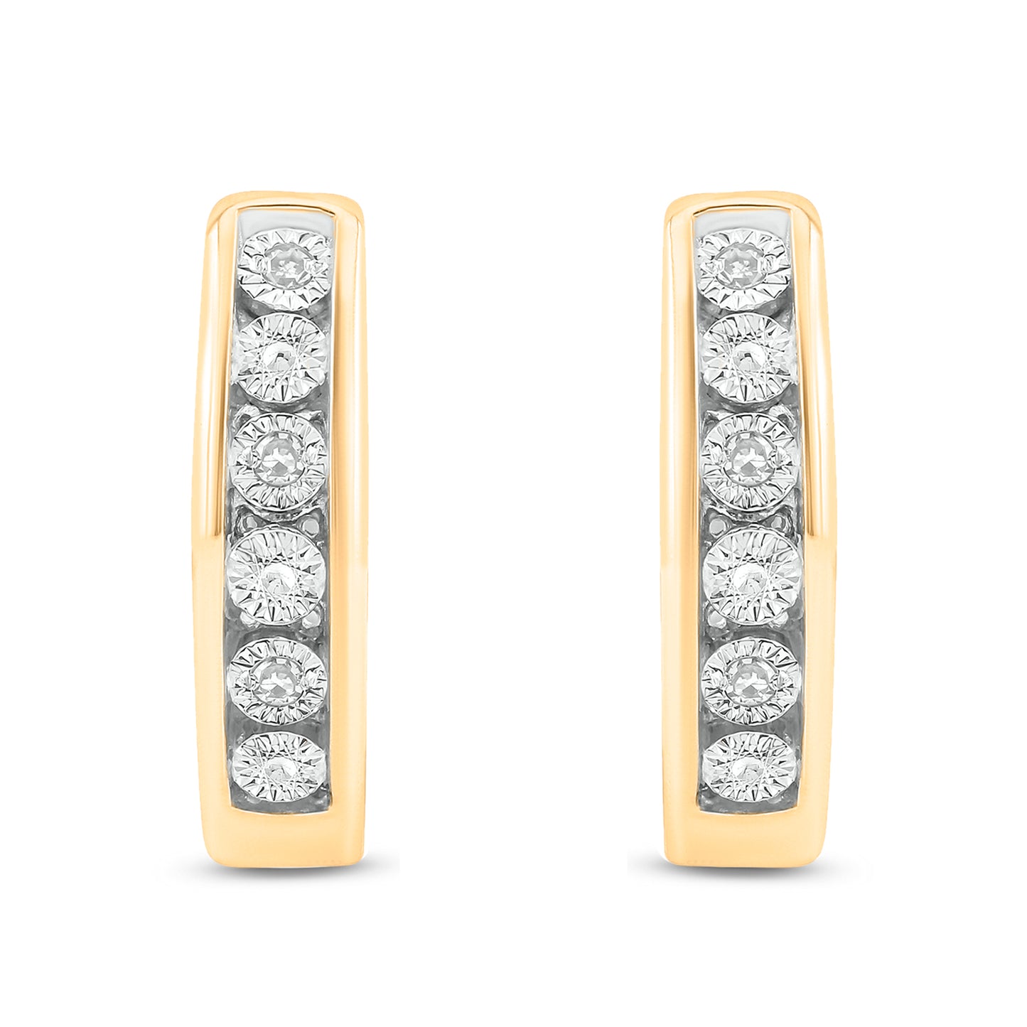 14K Gold Vermeil Classic Diamond Hoop Huggie Earrings