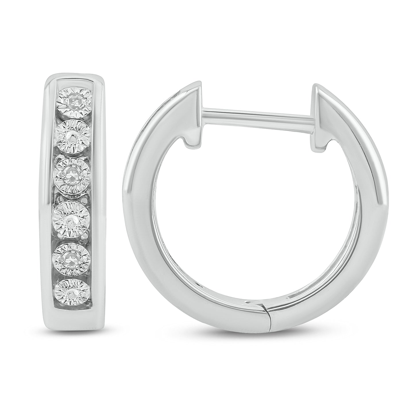 14K Gold Vermeil Classic Diamond Hoop Huggie Earrings