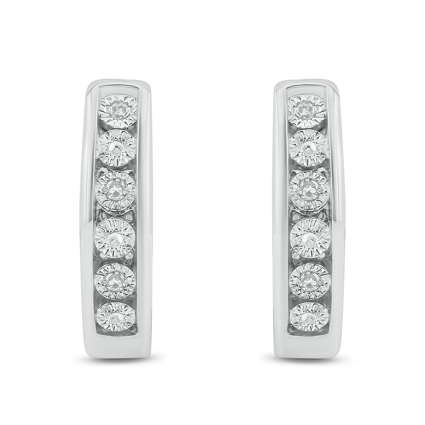 14K Gold Vermeil Classic Diamond Hoop Huggie Earrings