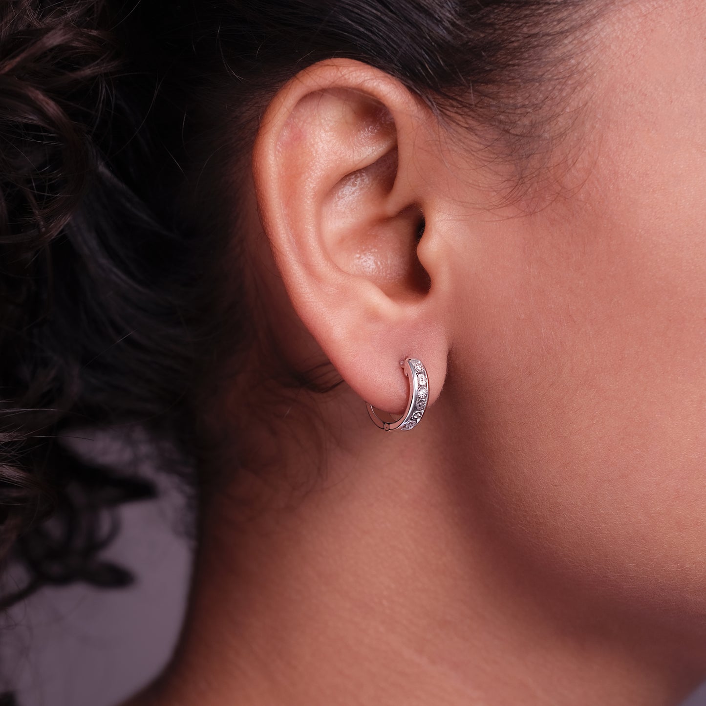 14K Gold Vermeil Classic Diamond Hoop Huggie Earrings