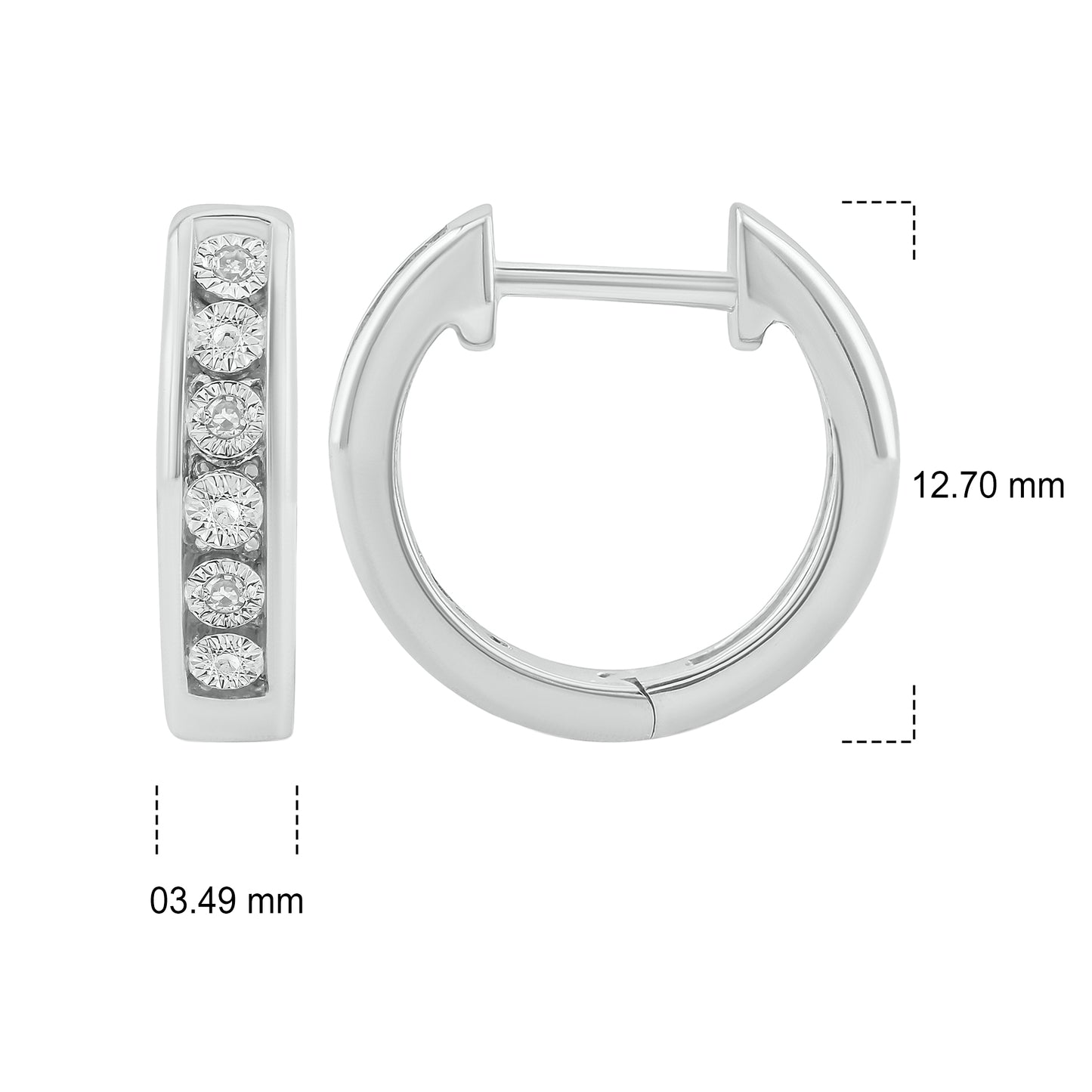 14K Gold Vermeil Classic Diamond Hoop Huggie Earrings