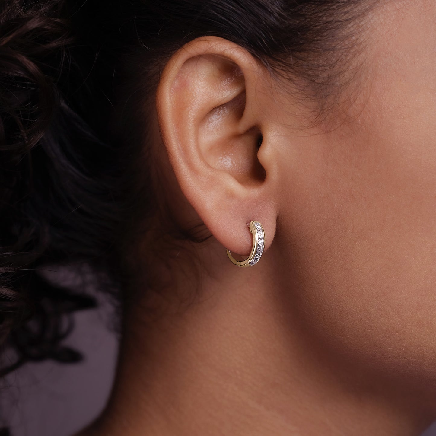 14K Gold Vermeil Classic Diamond Hoop Huggie Earrings