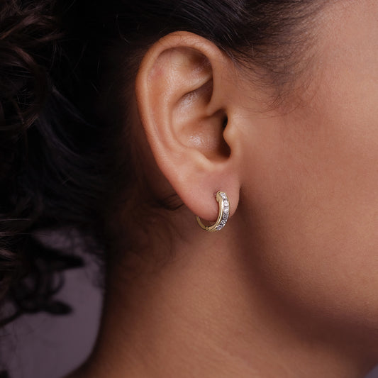 14K Gold Vermeil Classic Diamond Hoop Huggie Earrings