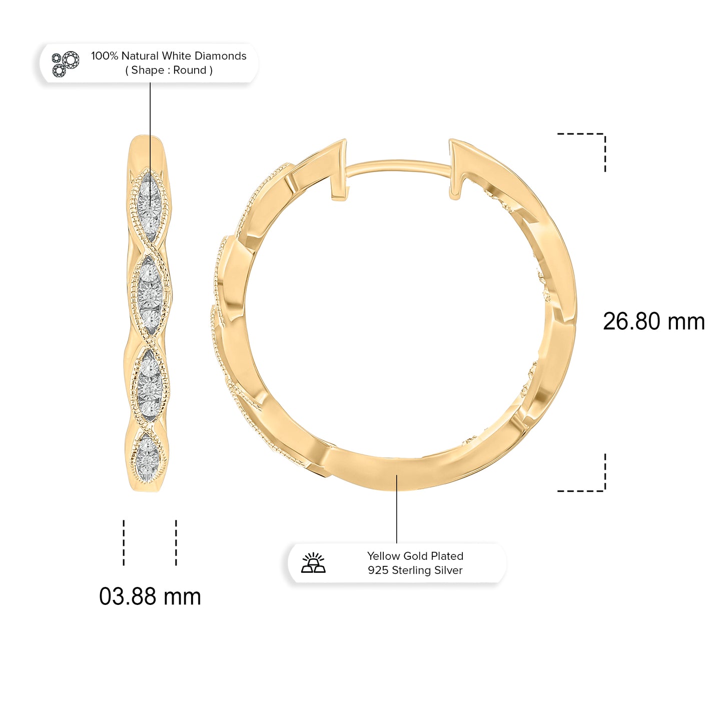 Diamond Hoop Earrings in 14K Gold Vermeil
