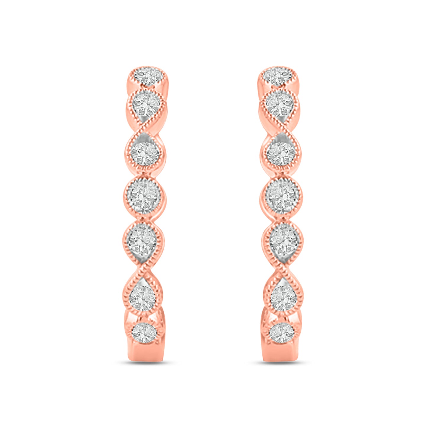 Small Hoop Diamond Earrings in 925 Sterling Silver