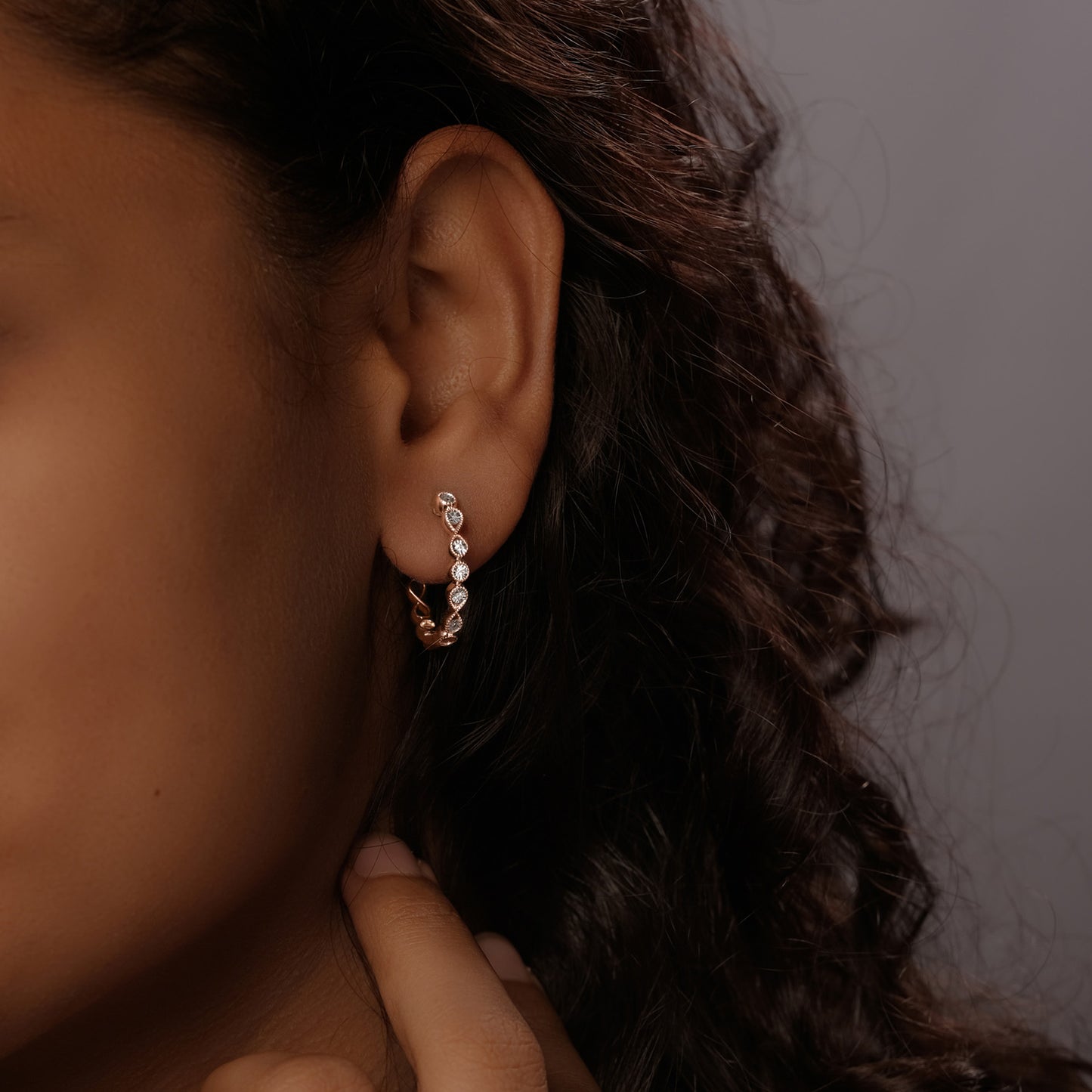 Small Hoop Diamond Earrings in 925 Sterling Silver