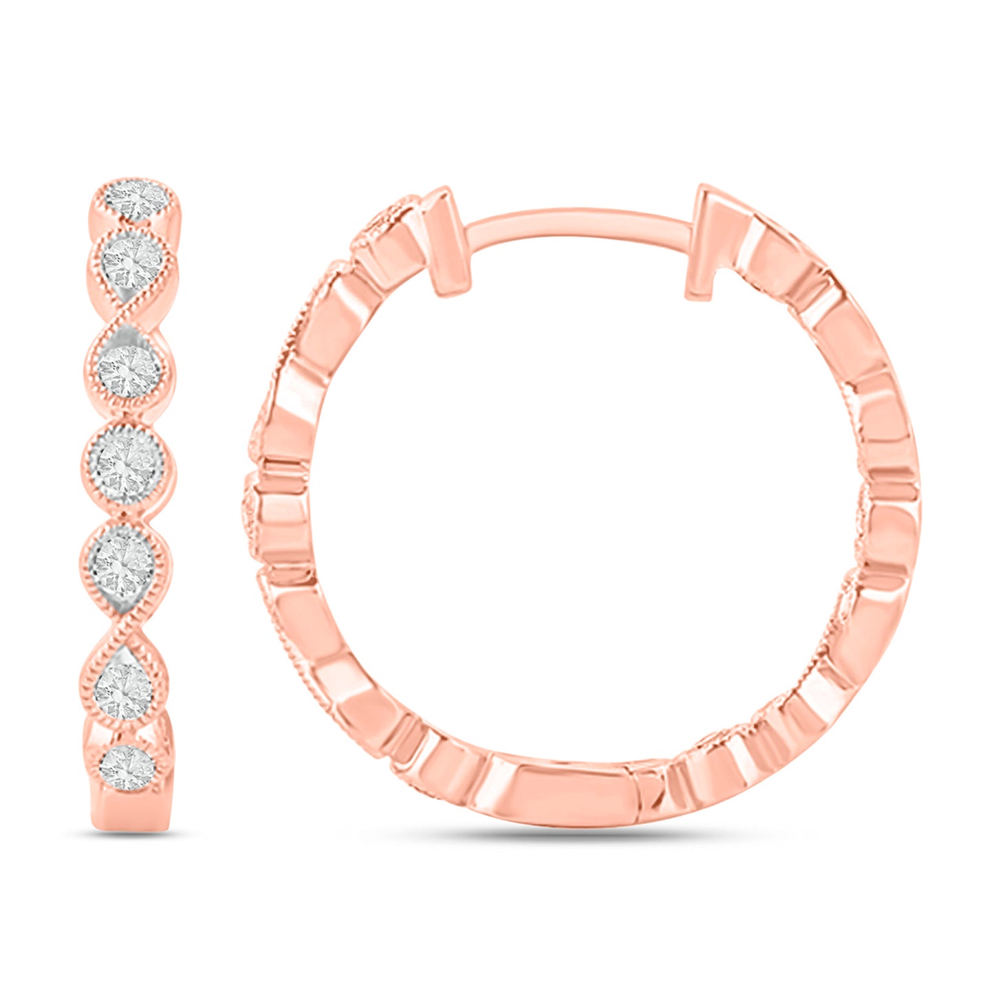 Small Hoop Diamond Earrings in 925 Sterling Silver