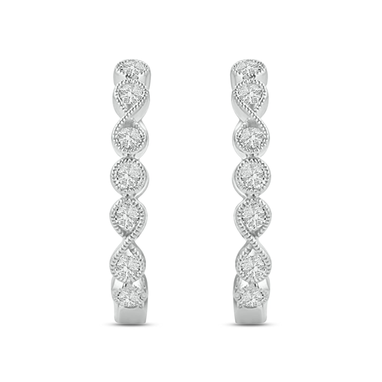 Small Hoop Diamond Earrings in 925 Sterling Silver