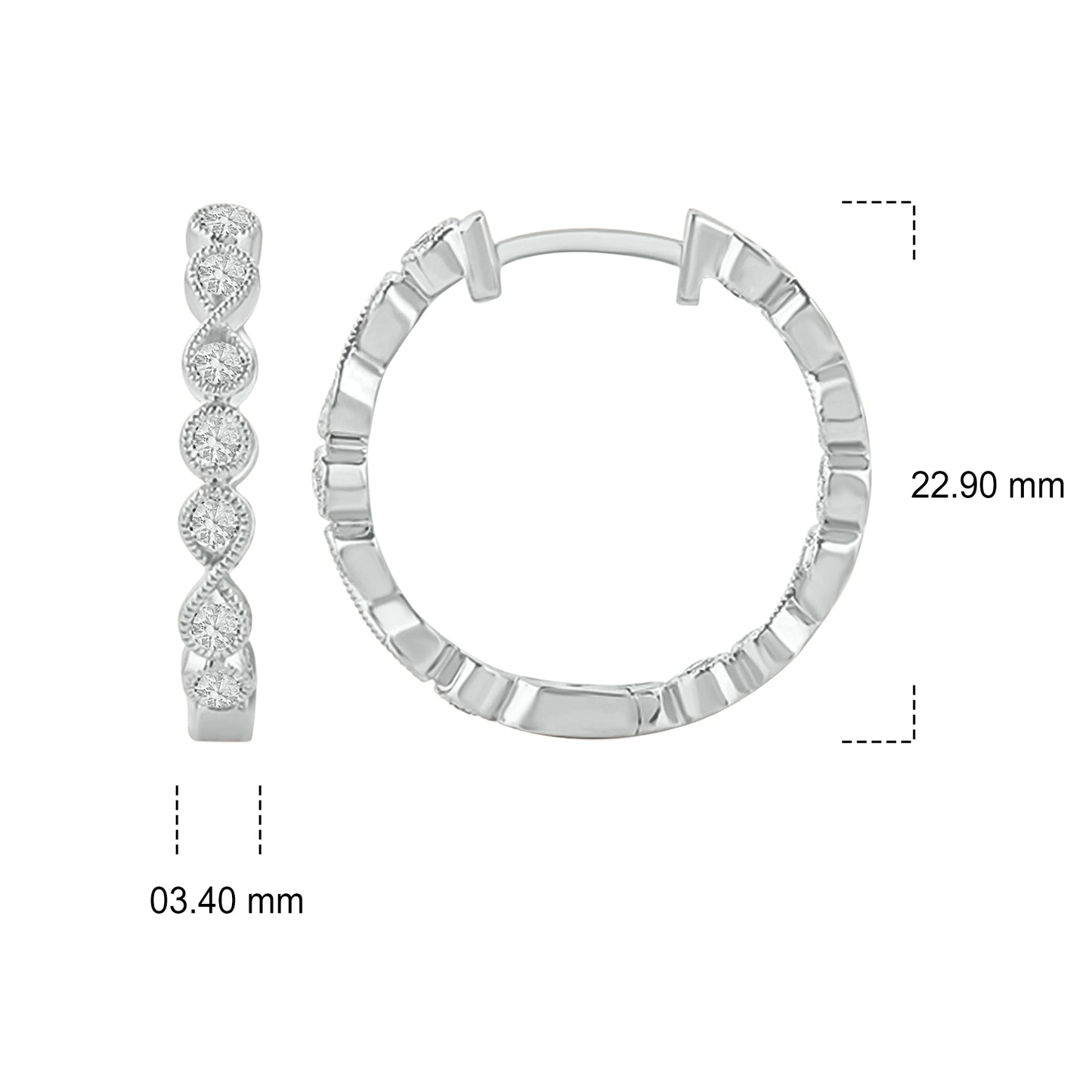 Small Hoop Diamond Earrings in 925 Sterling Silver