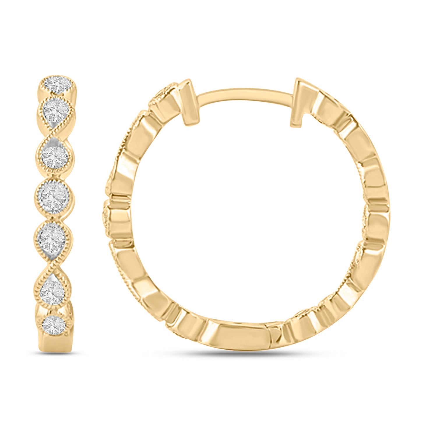 Small Hoop Diamond Earrings in 925 Sterling Silver