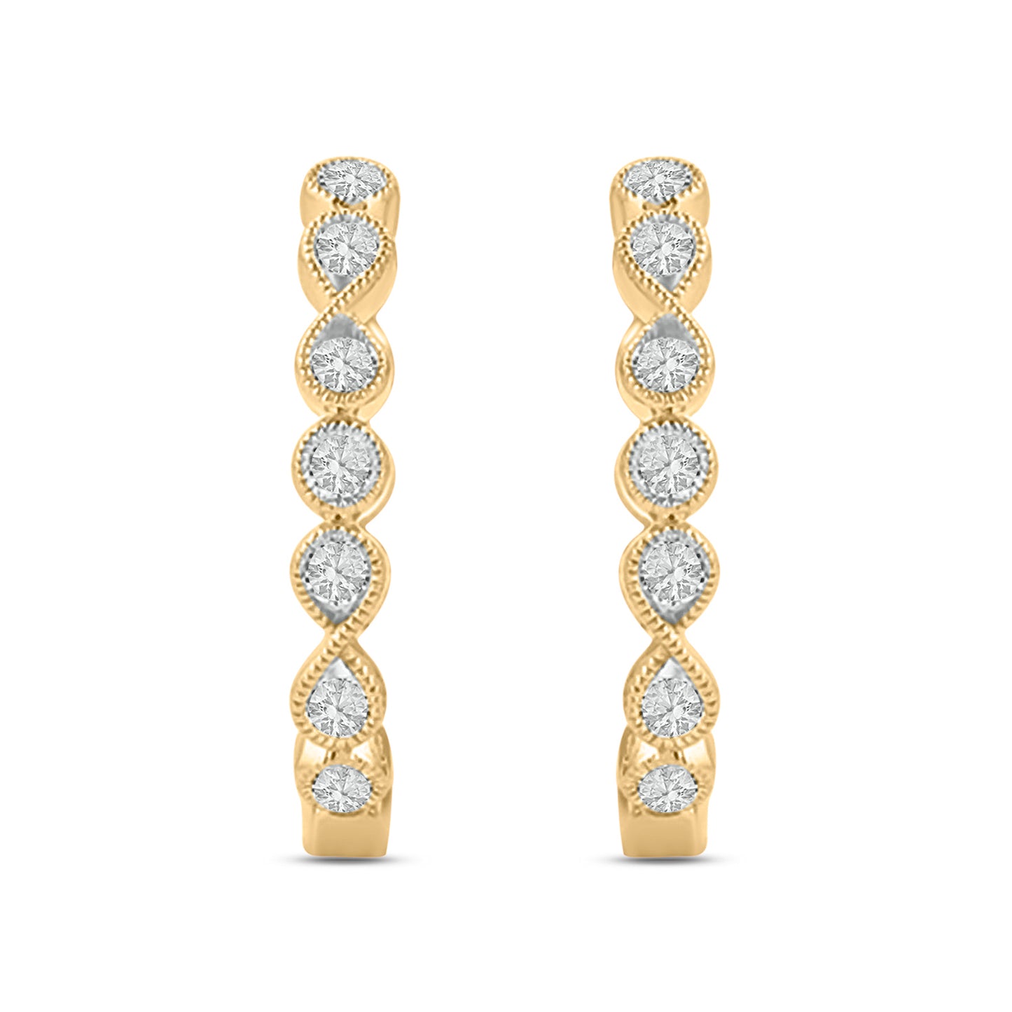 Small Hoop Diamond Earrings in 925 Sterling Silver