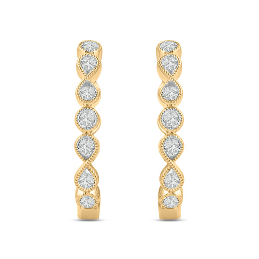 14K Gold Vermeil Huggie Hoop Diamond Earrings