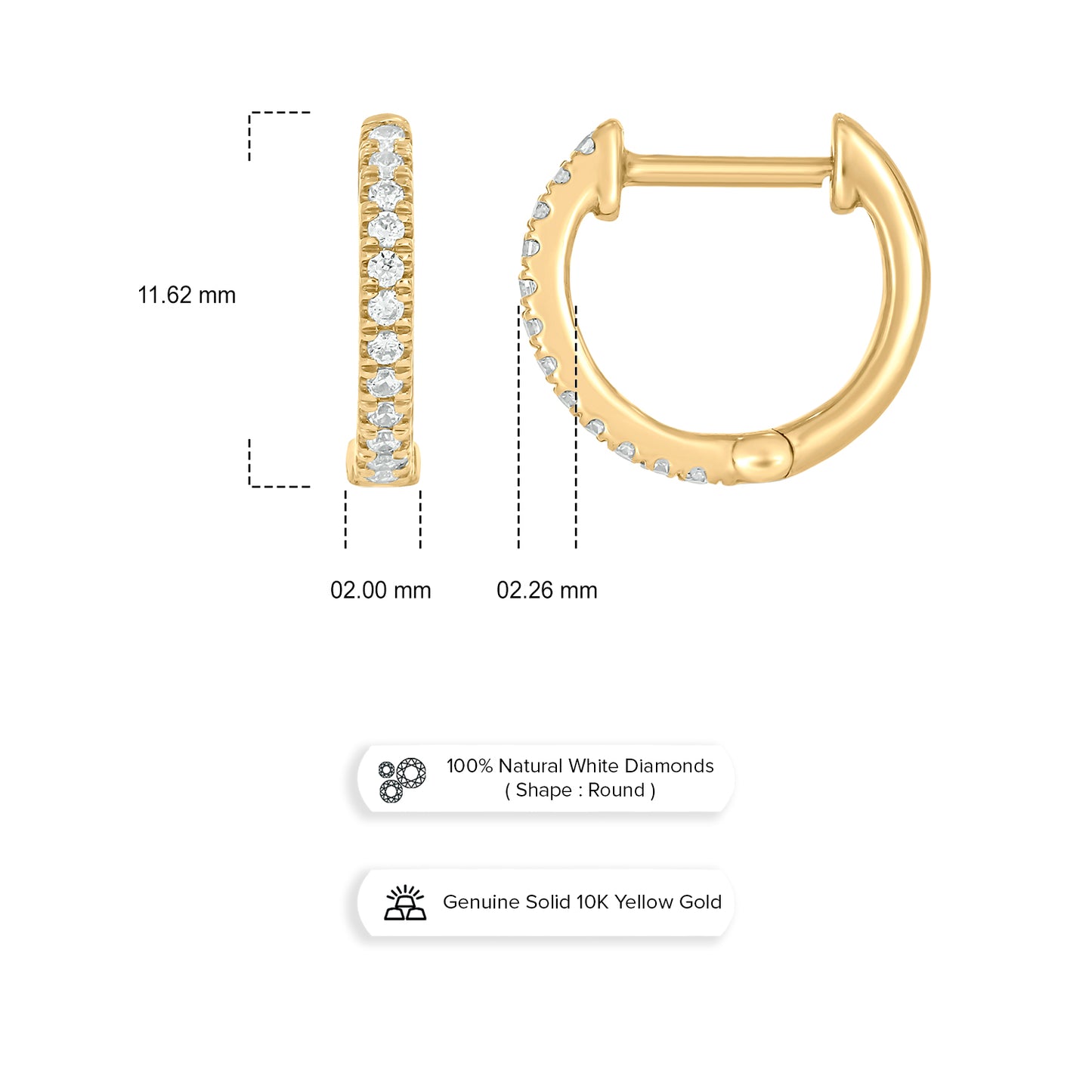 Exquisite 10KT Gold Diamond Hoops : Authentic Brilliance