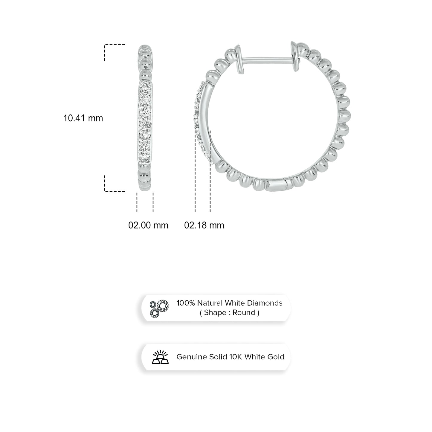 10KT Gold Luxurious Diamond Hoop Earrings
