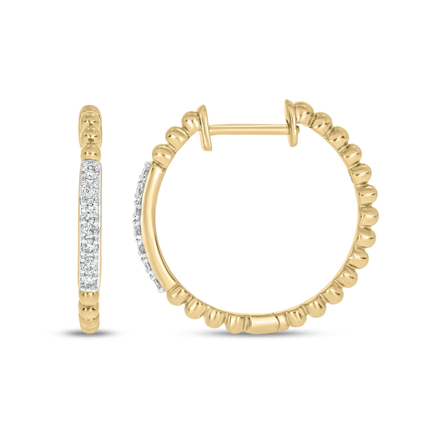 10KT Gold Luxurious Diamond Hoop Earrings