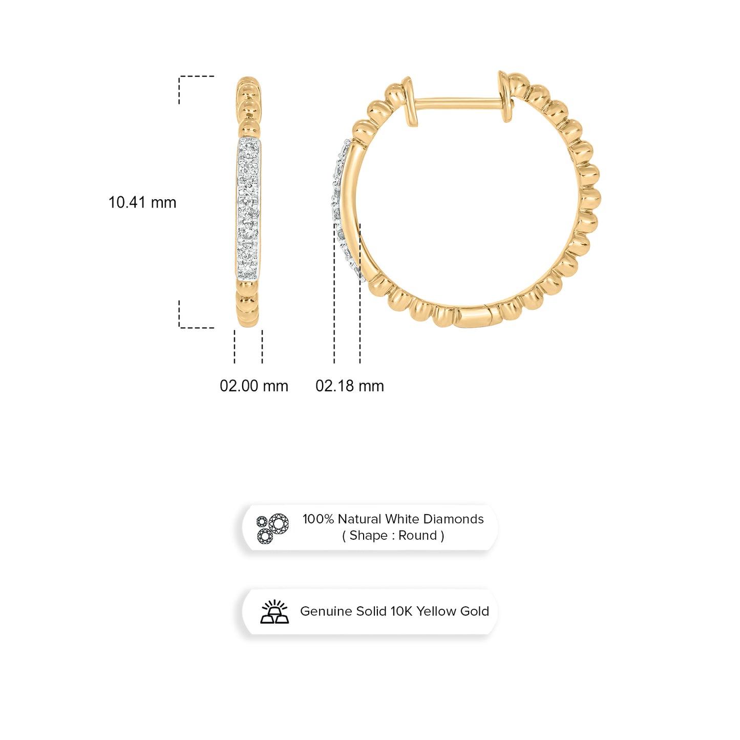 10KT Gold Luxurious Diamond Hoop Earrings