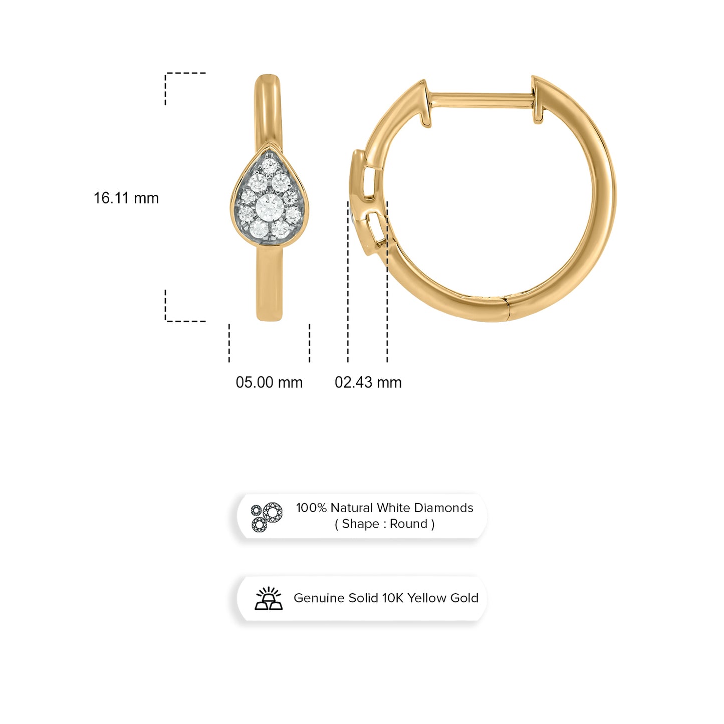 10KT Gold Dazzling Diamond Studded Hoop Earrings