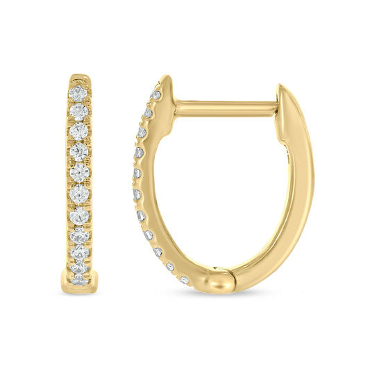 Luxurious 10KT Gold Diamond Oval Hoops