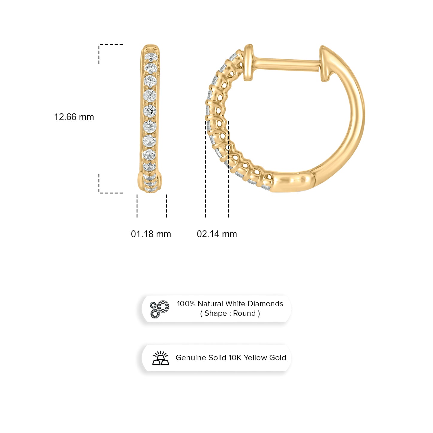 Classic Diamond Hoop Earrings In 10KT Gold