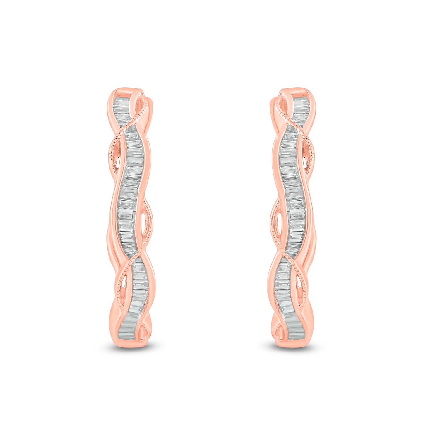 10K Gold Swirl Hoop Diamond Earrings