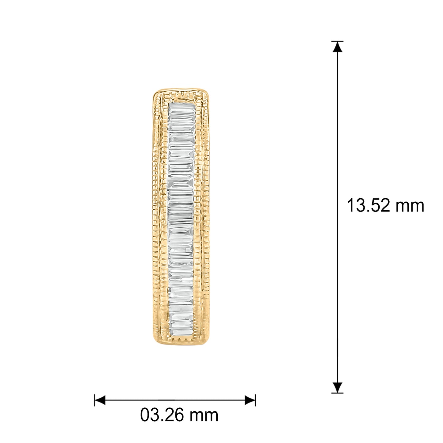 10K Gold Baguette Diamond Hoop Earrings