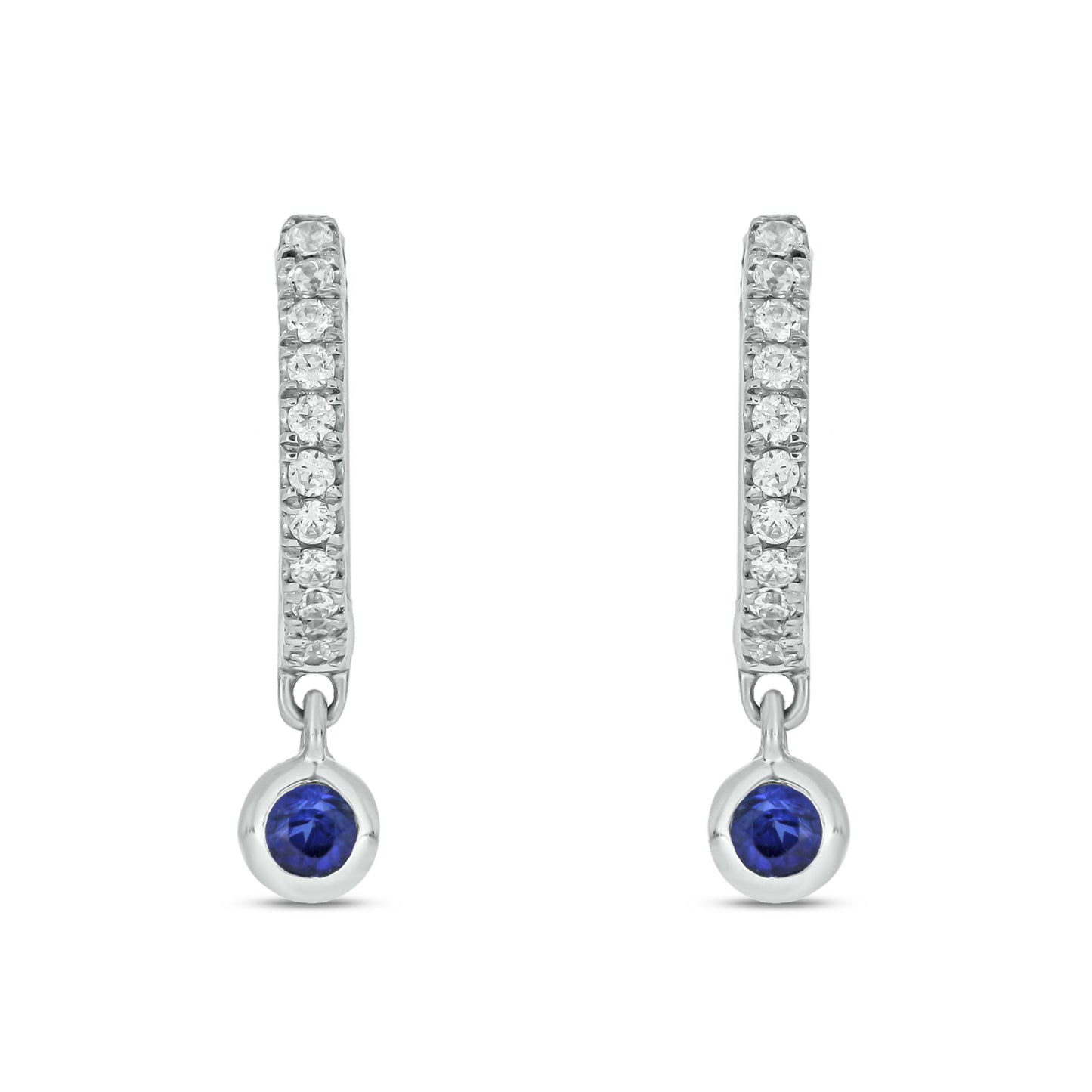 10KT Gold, Diamond Mini Dangling Gemstone Hoop Earrings, also available in 925 Silver