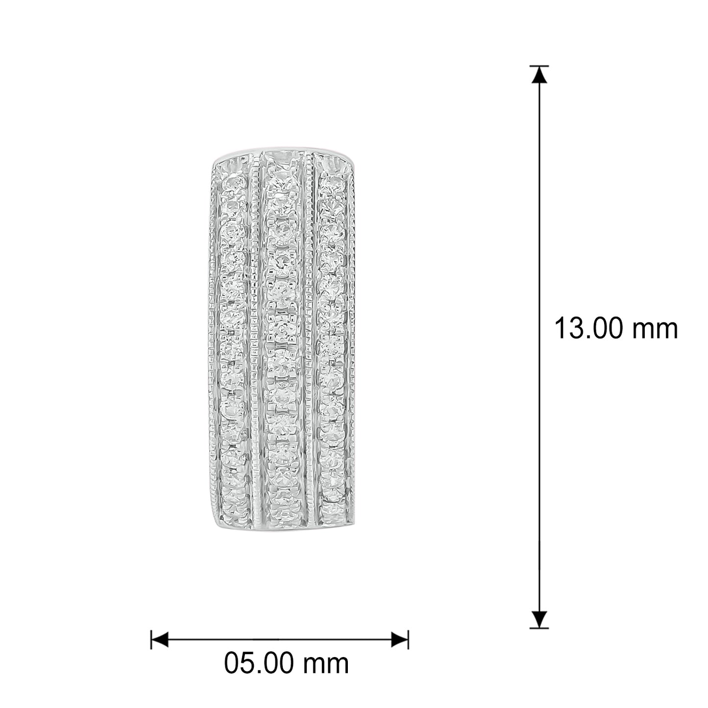 10K Gold Triple Row Diamond Hoop Earrings