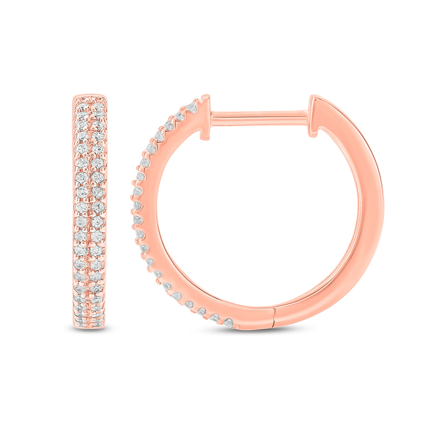 10K Gold Classic Diamond Hoop Earrings