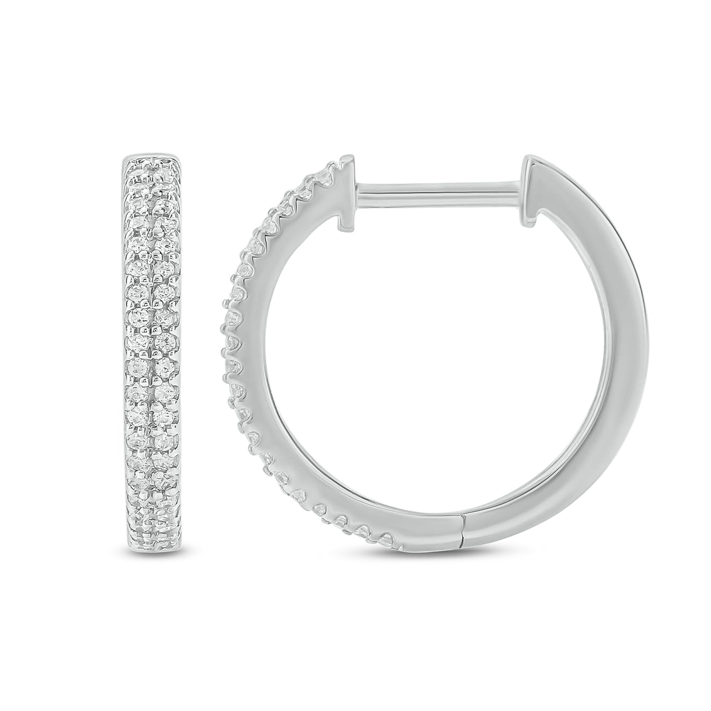 10K Gold Classic Diamond Hoop Earrings