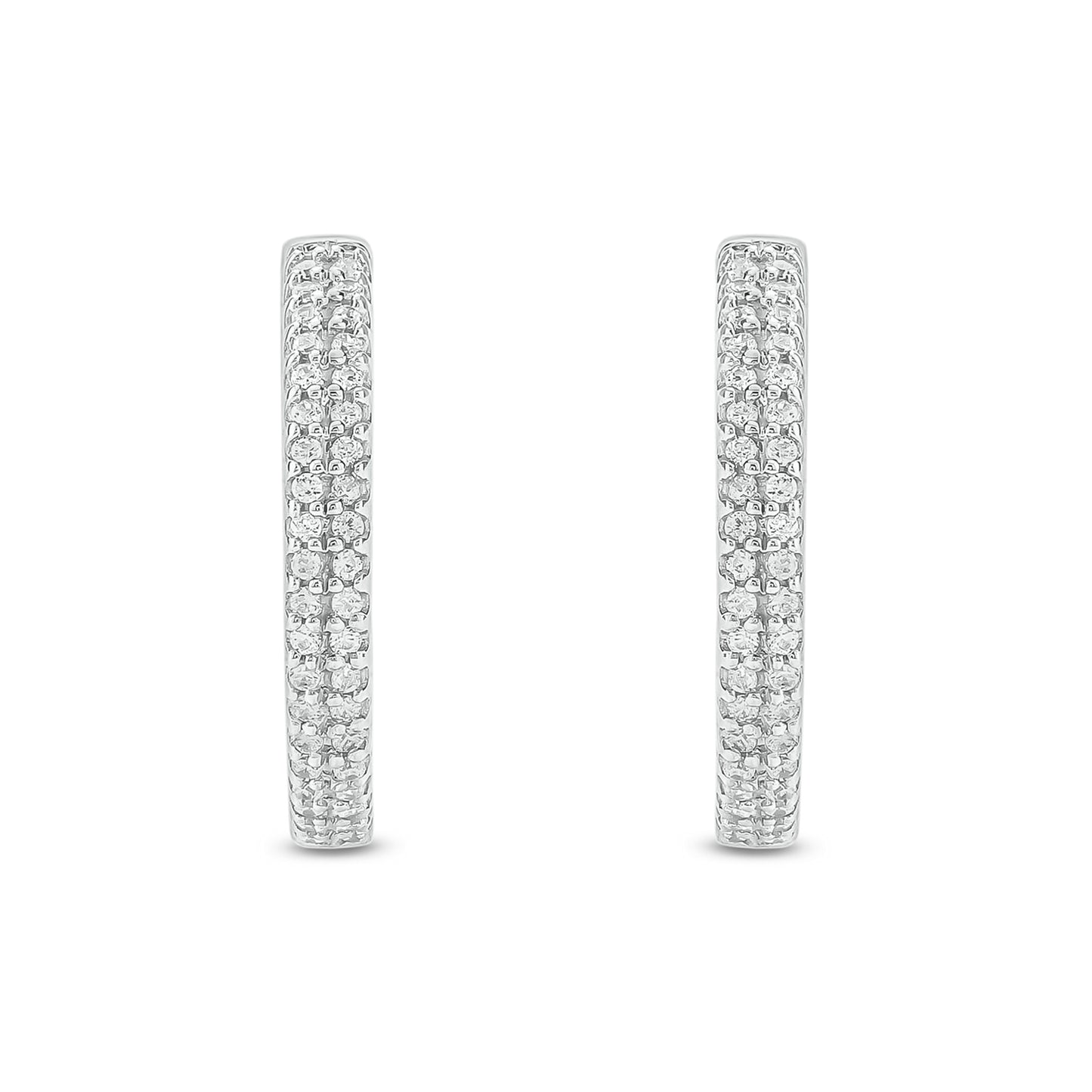 10K Gold Classic Diamond Hoop Earrings