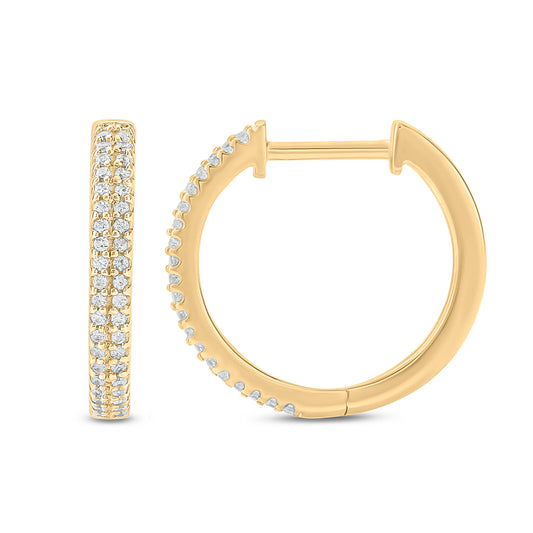 10K Gold Classic Diamond Hoop Earrings