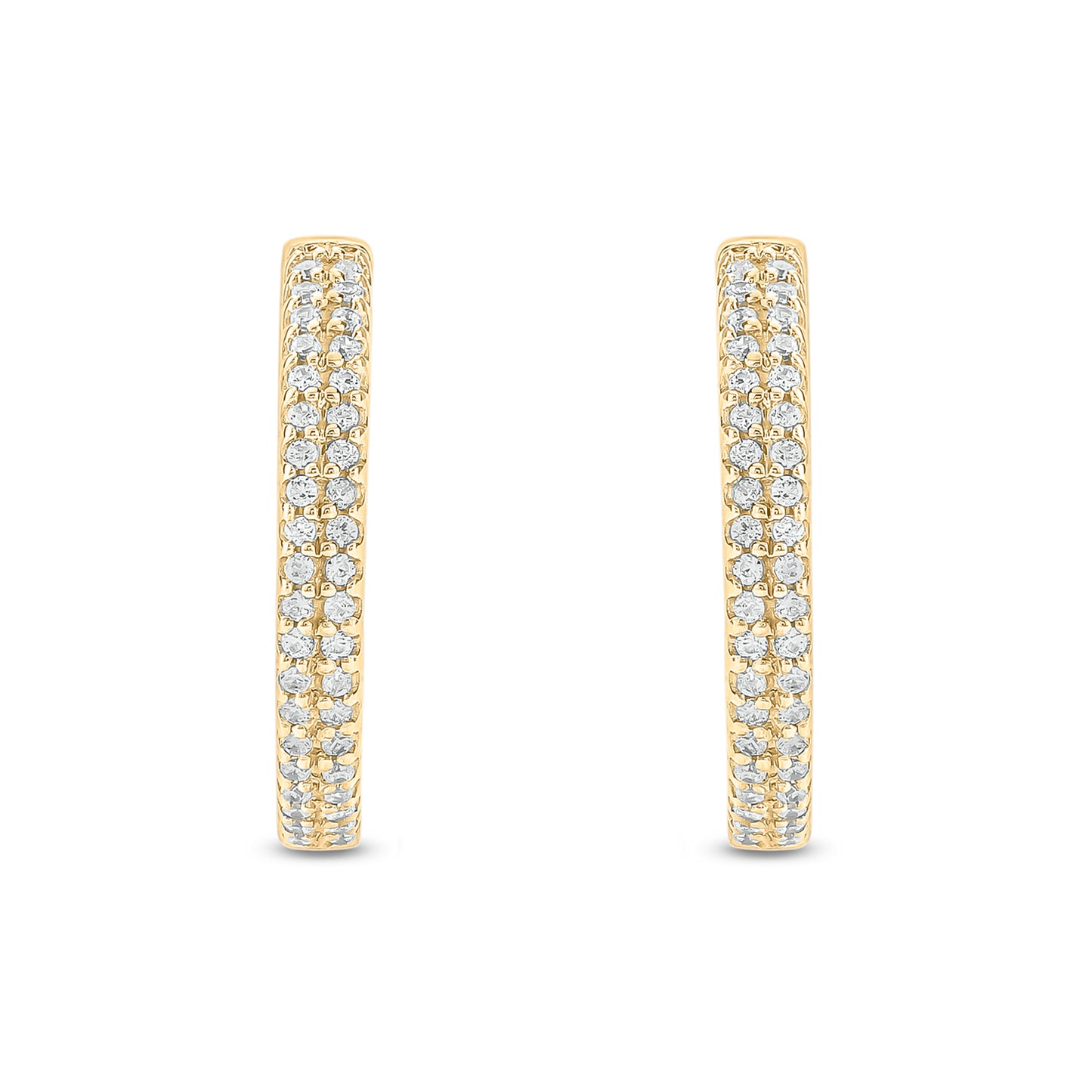 10K Gold Classic Diamond Hoop Earrings