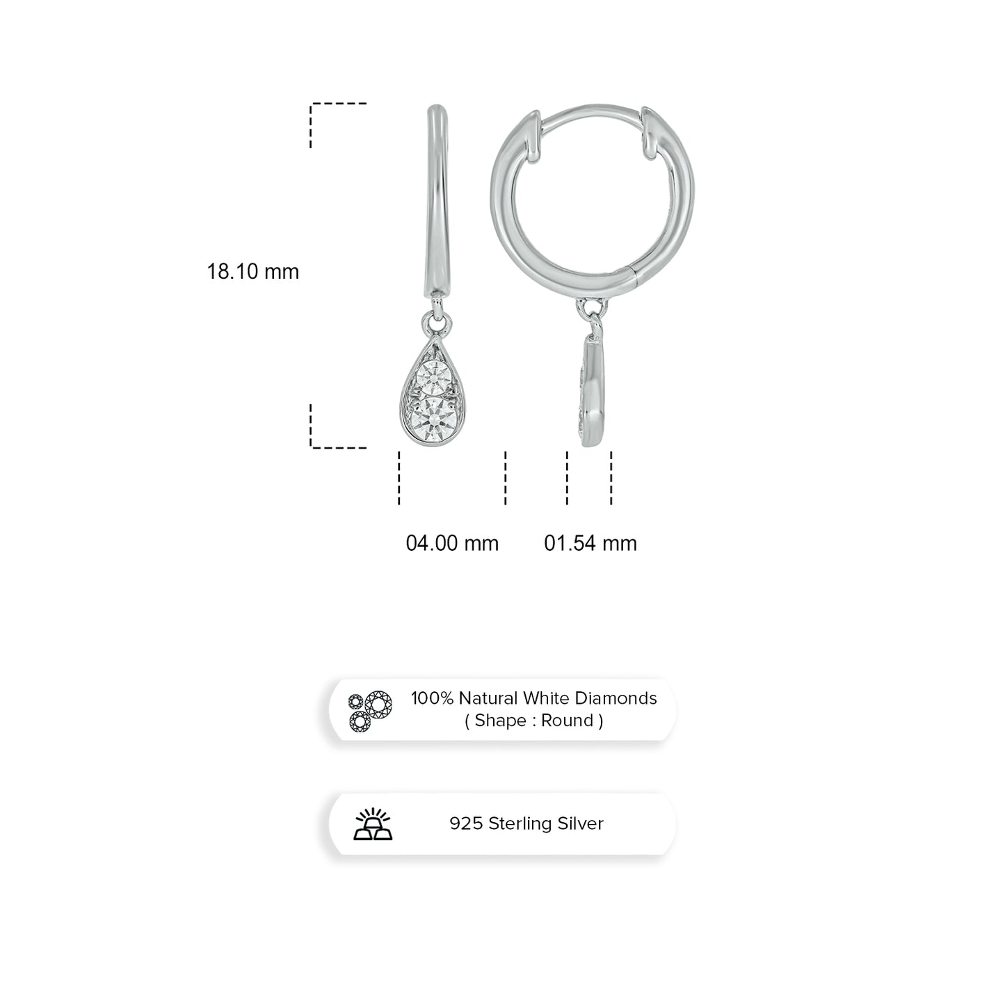 Classic Diamond Mini Everyday Earrings in 925 Sterling Silver