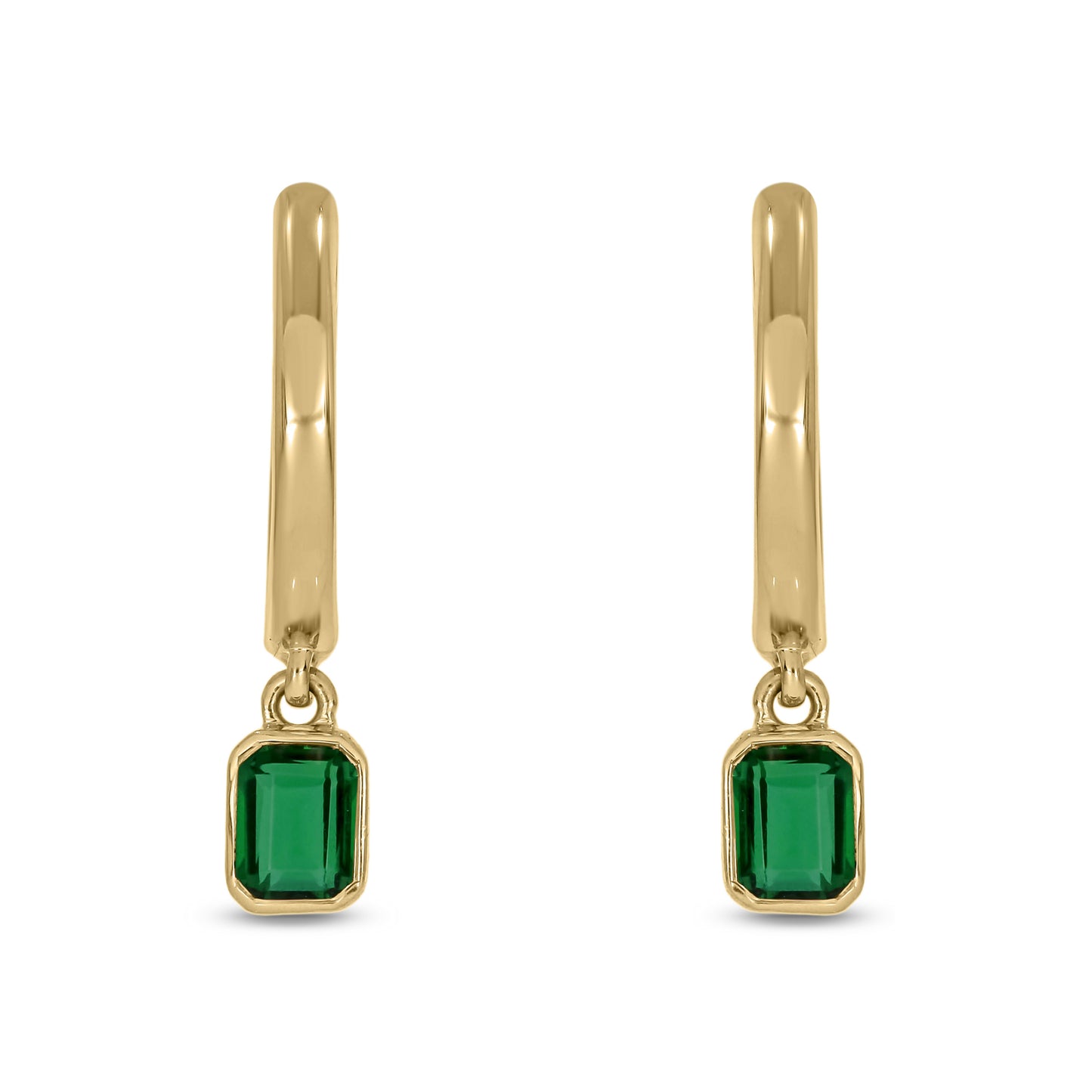 14KT Gold & Silver Mini Dangling Gemstone Hoop Earrings