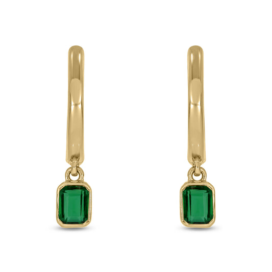 14KT Gold & Silver Mini Dangling Gemstone Hoop Earrings