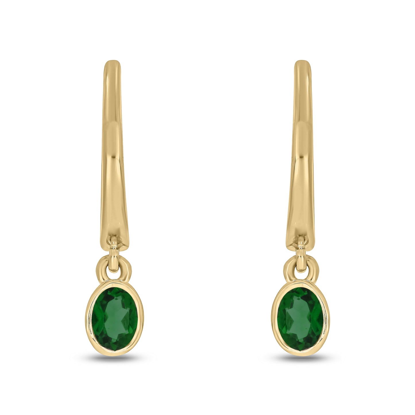 14KT Gold & Silver Mini Dangling Gemstone Hoop Earrings