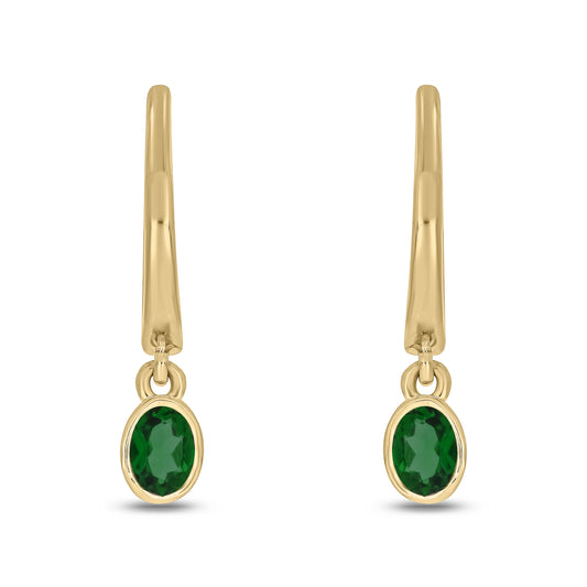 14KT Gold, Mini Dangling Gemstone Hoop Earrings, available in Silver