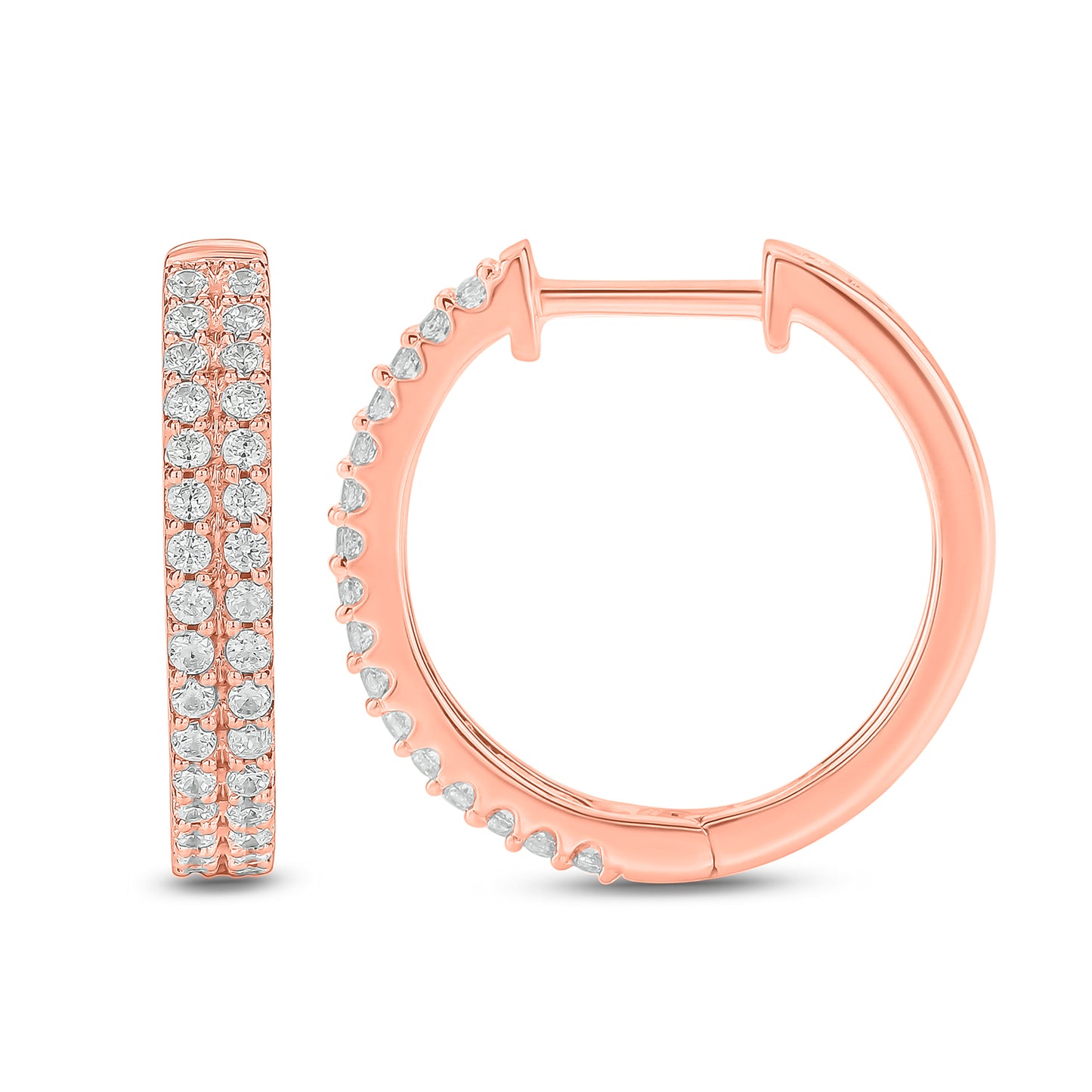 10K Gold Parallel Diamond Hoop Earrings