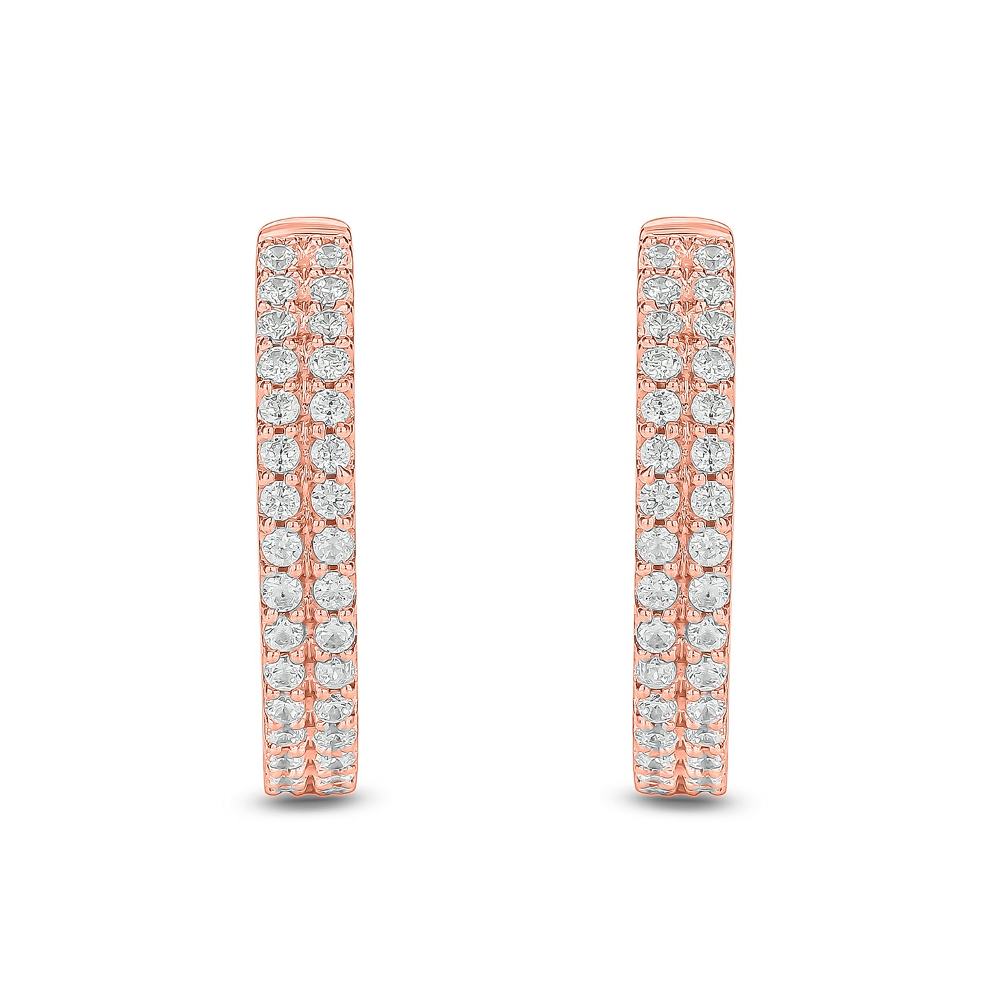10K Gold Parallel Diamond Hoop Earrings