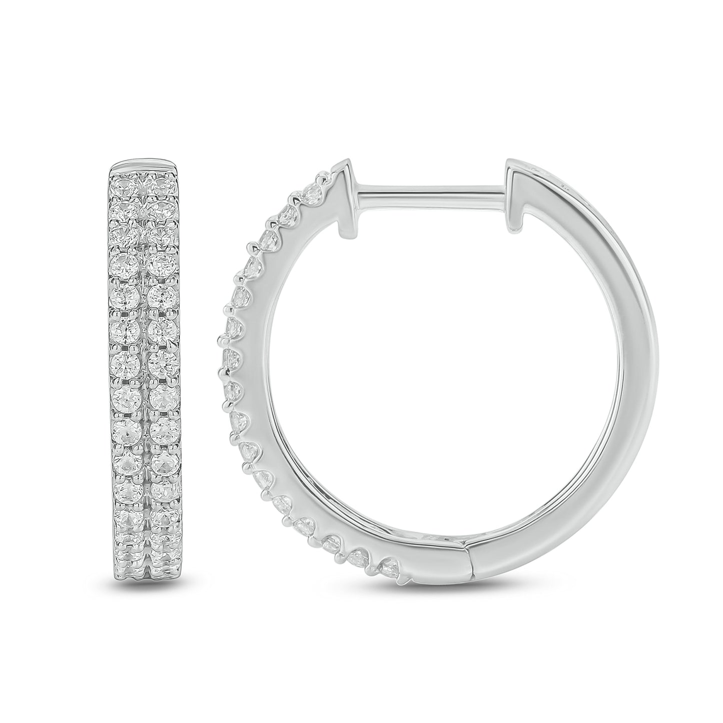 10K Gold Parallel Diamond Hoop Earrings