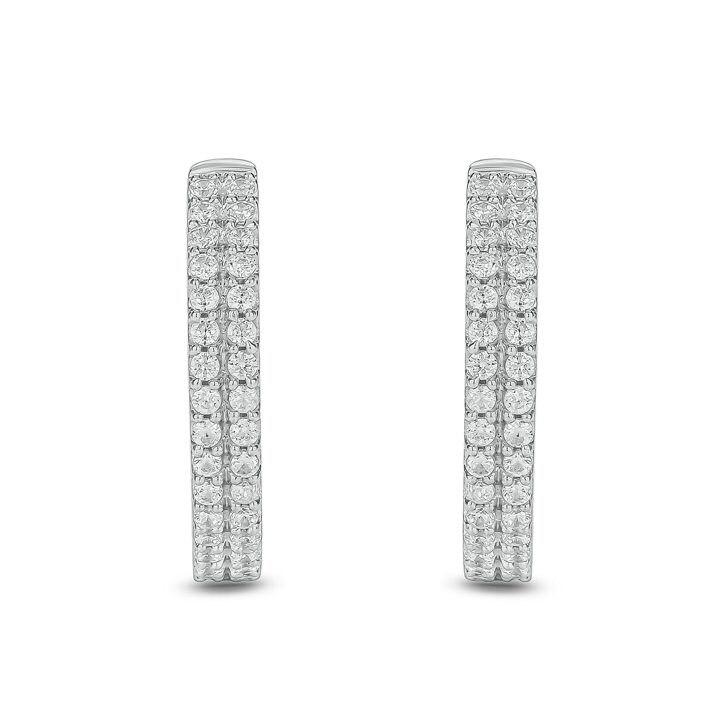 10K Gold Parallel Diamond Hoop Earrings