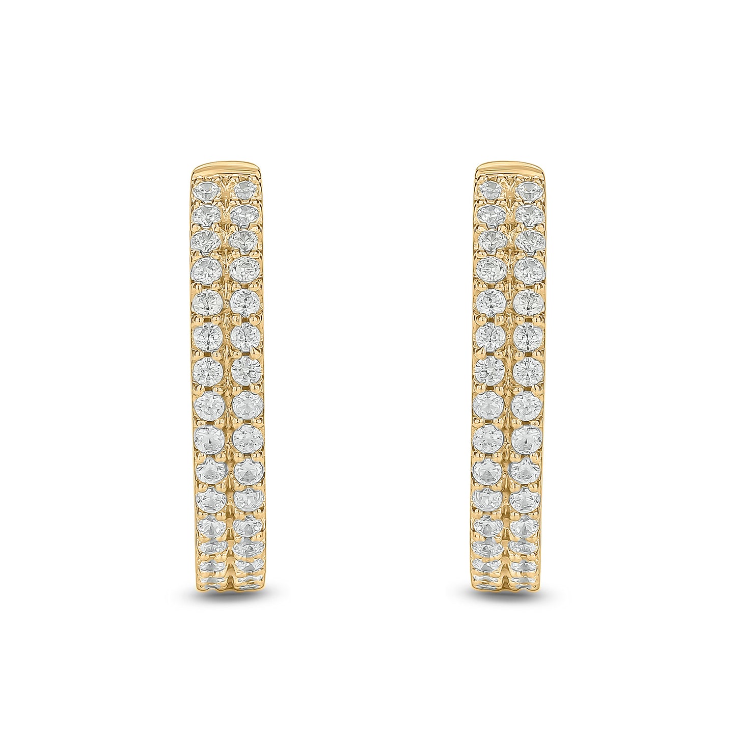 10K Gold Parallel Diamond Hoop Earrings