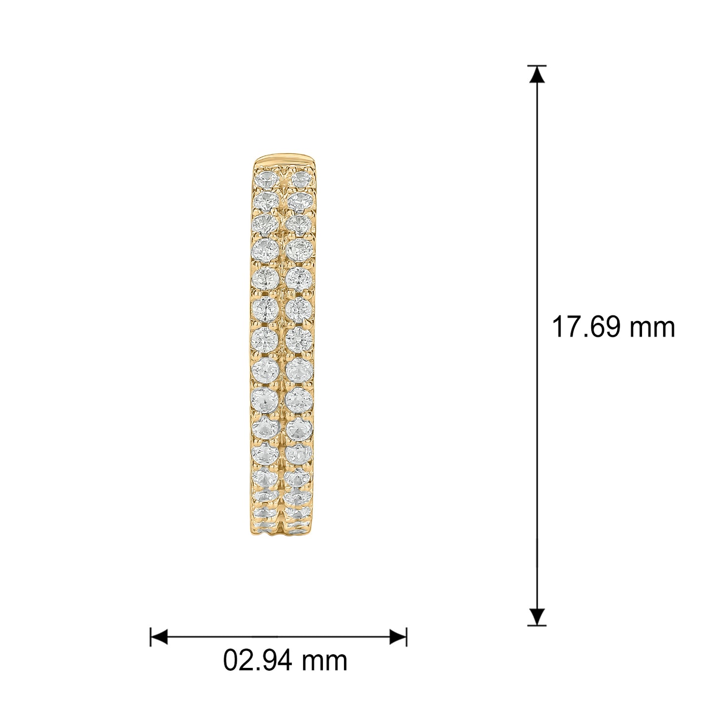 10K Gold Parallel Diamond Hoop Earrings