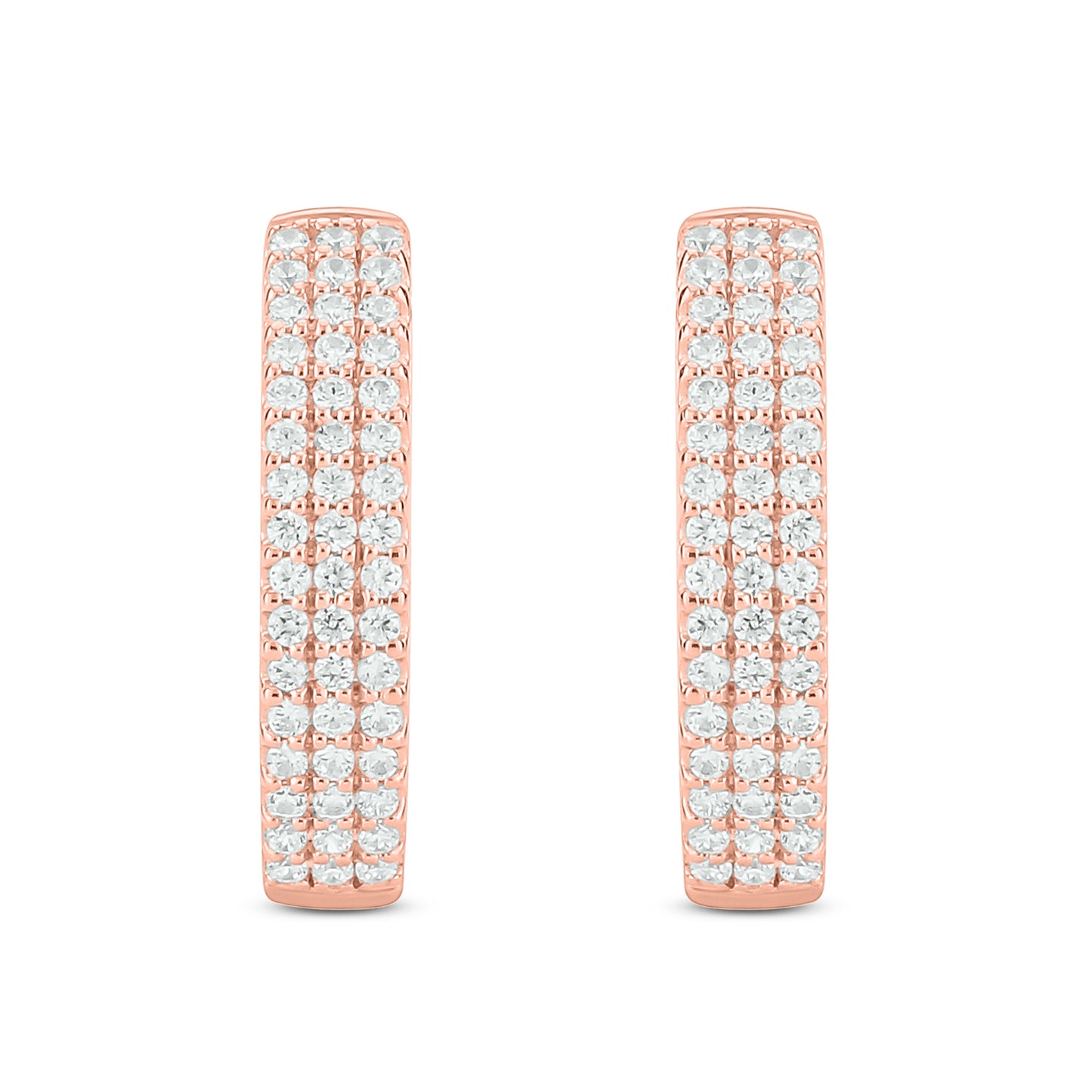 3 Lined Diamond Hoop Earrings in 10K Gold