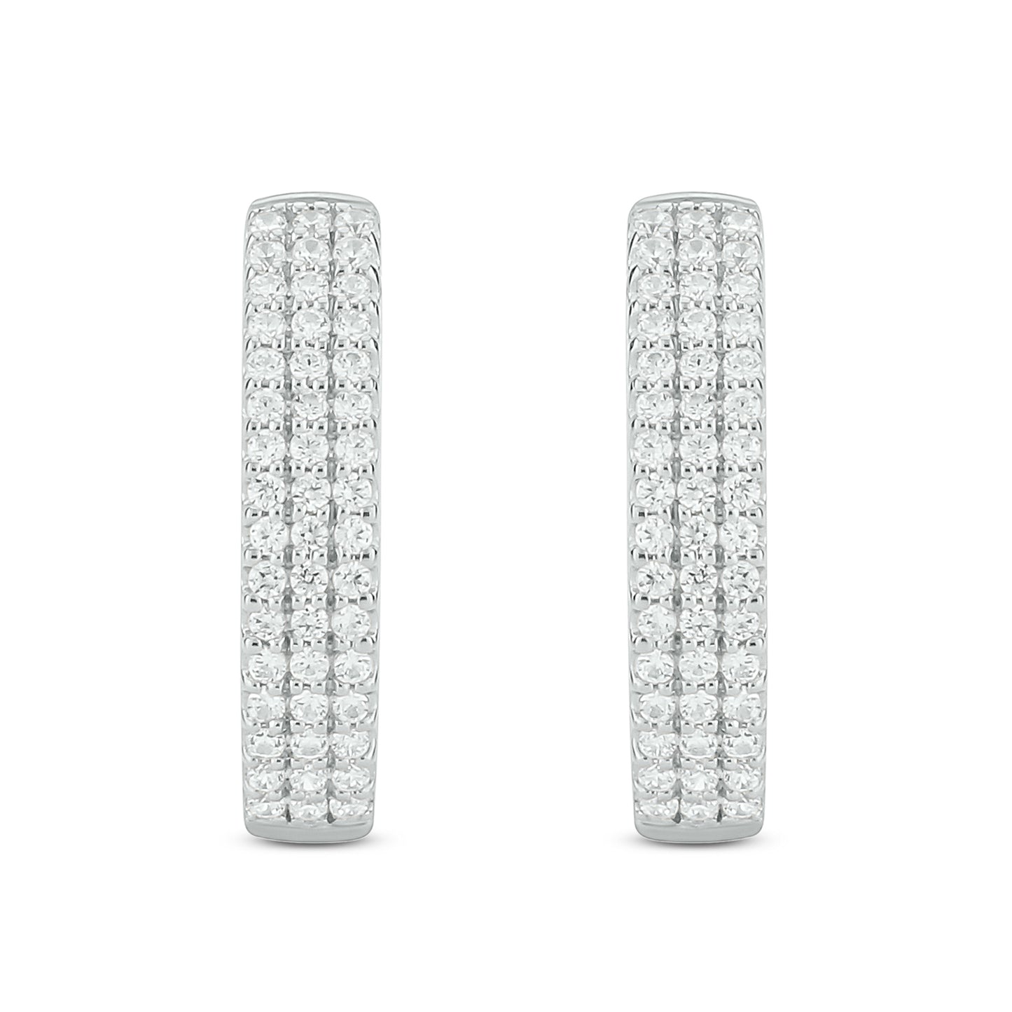 3 Lined Diamond Hoop Earrings in 10K Gold