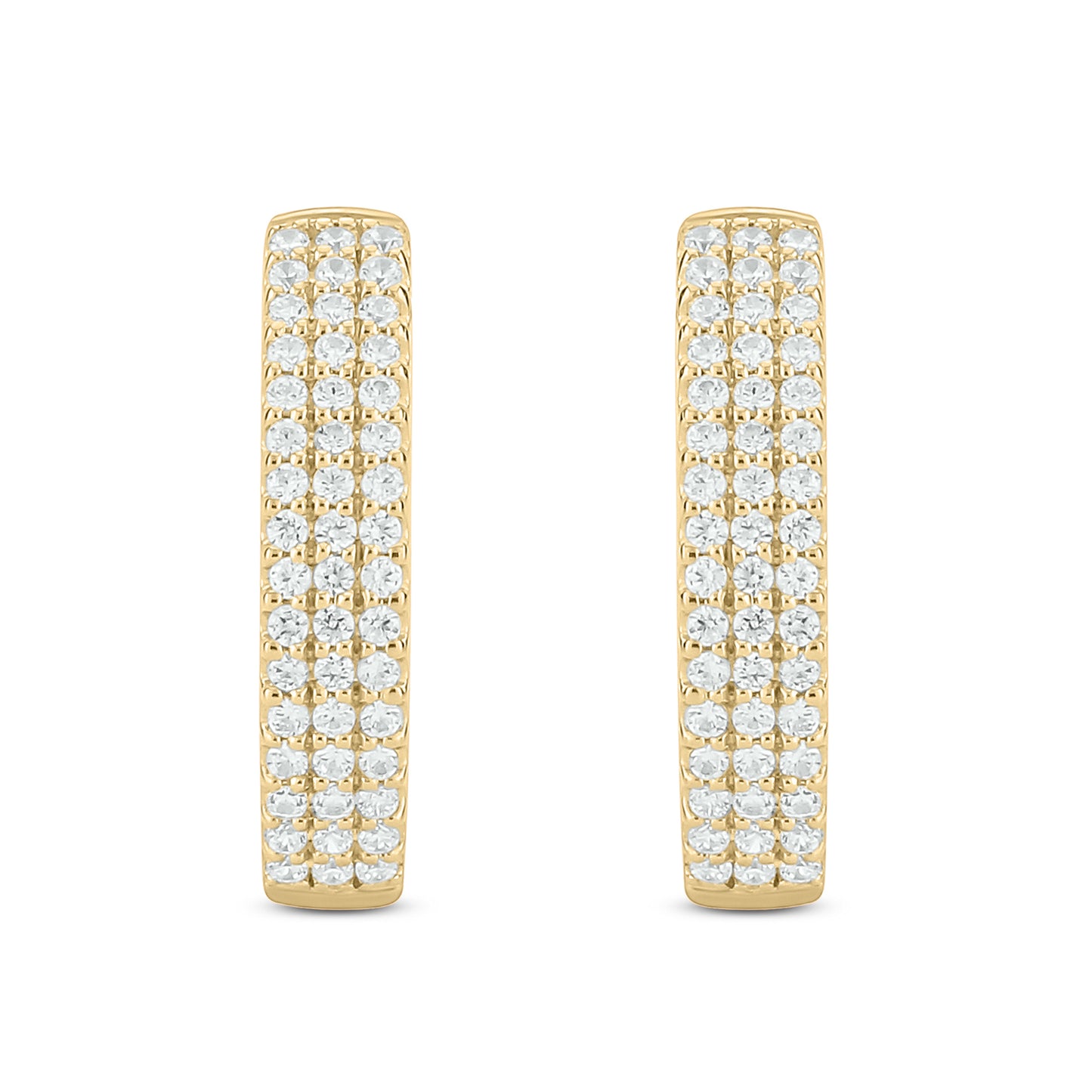 3 Lined Diamond Hoop Earrings in 10K Gold